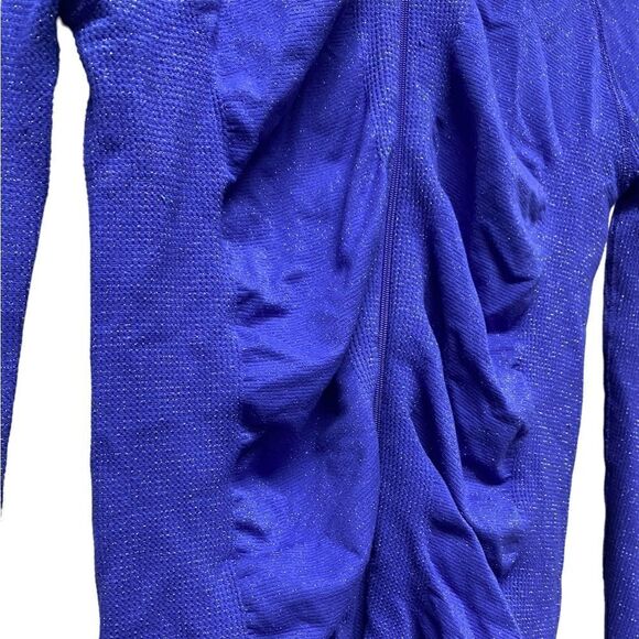 Athleta purple sparkly rouched full zip sweater jacket - Picture 3 of 7